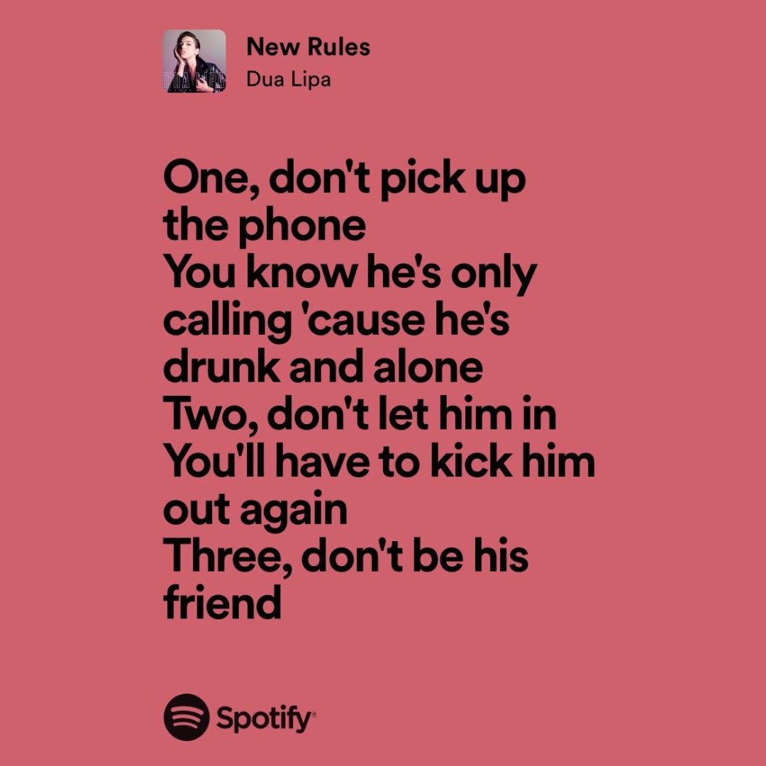 Framed Lyrics - New Rules by Dua Lipa - Bingkai Twit