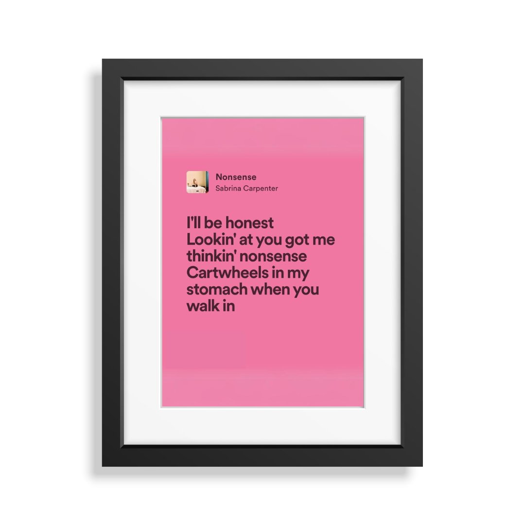 Framed Lyrics - Nonsense by Sabrina Carpenter - Bingkai Twit