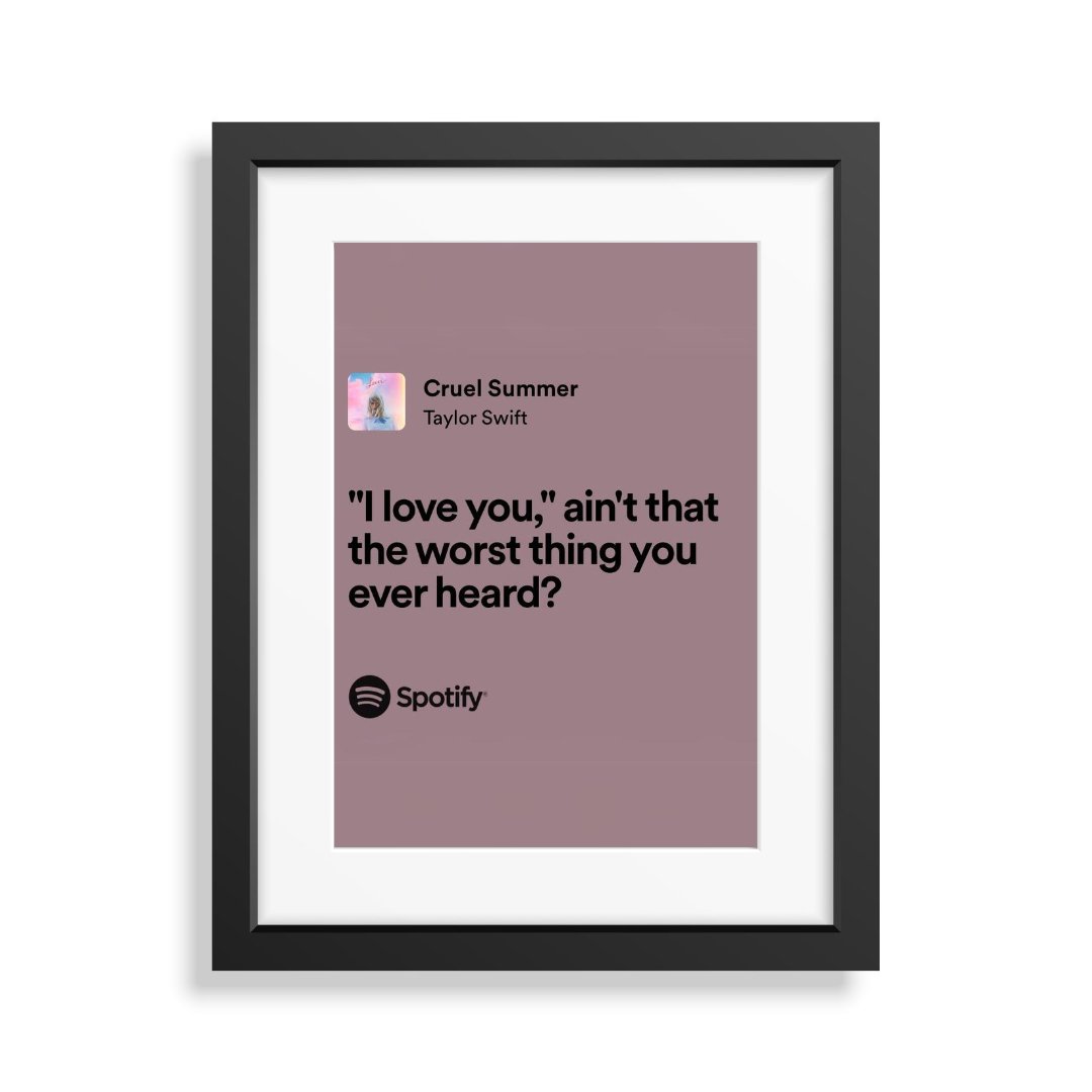 Custom Framed Lyrics - Black Minimalist Frame - Bingkai Twit