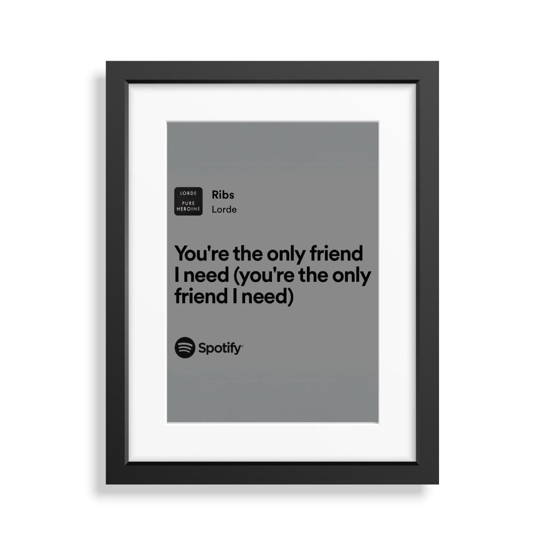 Custom Framed Lyrics - Black Minimalist Frame - Bingkai Twit