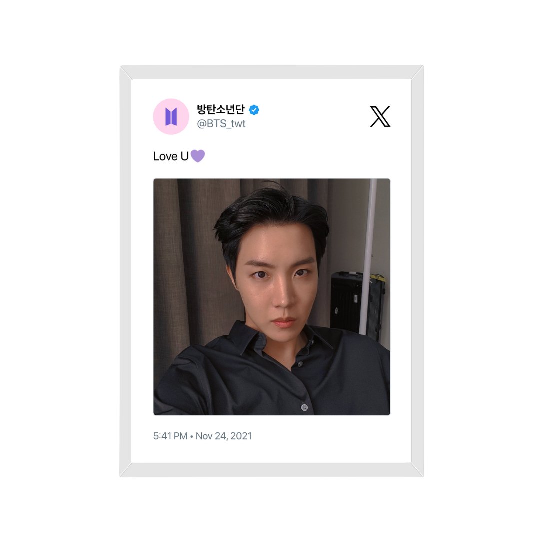 Framed Tweet - J-Hope BTS "Love U💜" - Bingkai Twit