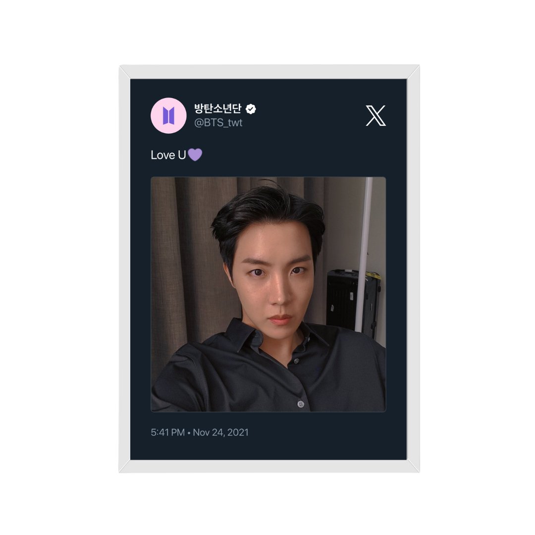 Framed Tweet - J-Hope BTS "Love U💜" - Bingkai Twit