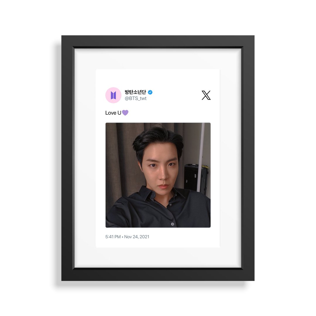 Framed Tweet - J-Hope BTS "Love U💜" - Bingkai Twit