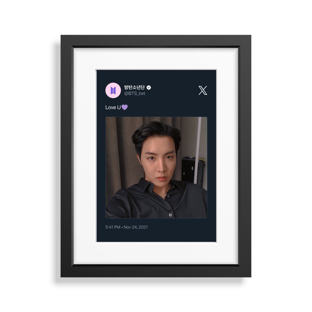 Framed Tweet - J-Hope BTS "Love U💜" - Bingkai Twit